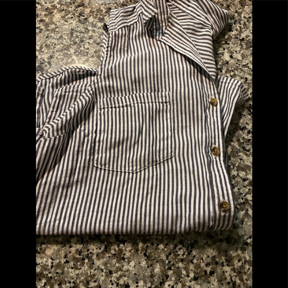 Striped Button Down Sleeveless Top size XL